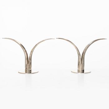 Ivar Ålenius-Björk, Candle holders, a pair, silver-plated, "Liljan", Skultuna.