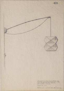 Hans Bergström, vägglampa, modell "421", ateljé Lyktan, Åhus 1940-50-tal.