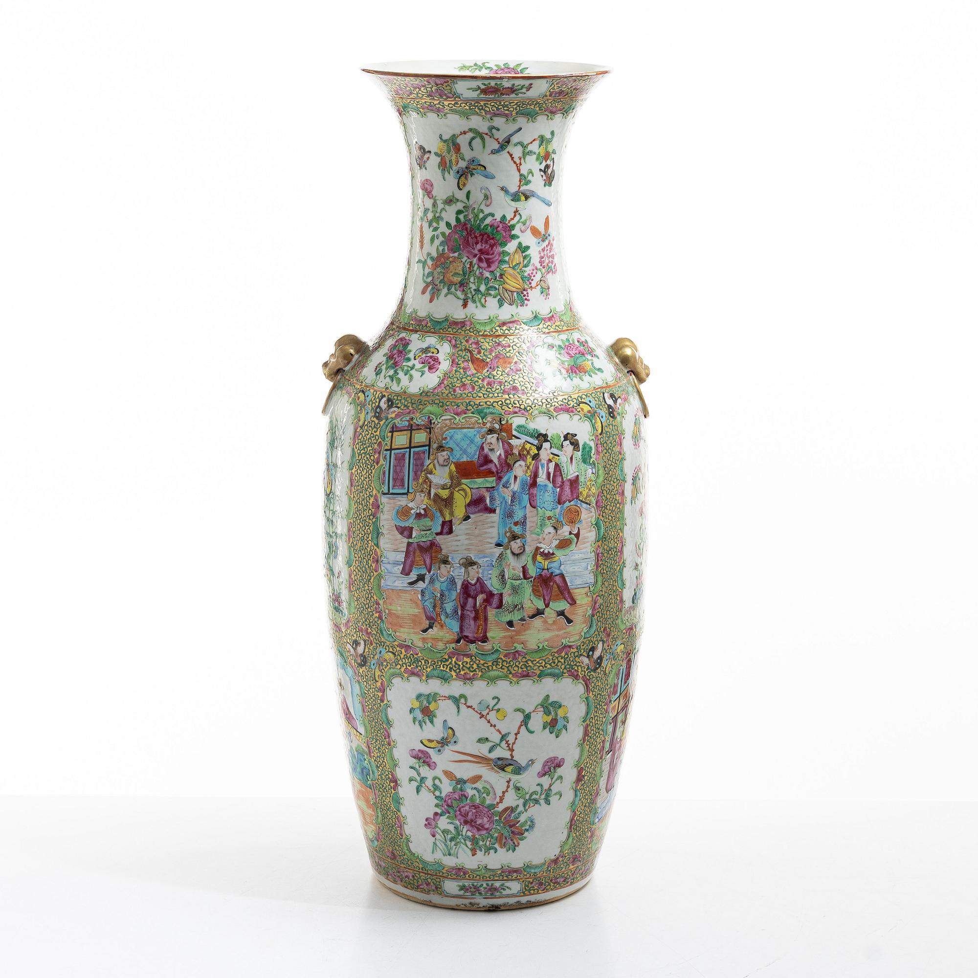 Golvvas, porslin, Kanton, Kina, 1800-tal.
