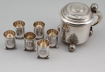 STOP samt BÄGARE, 6 st, silver, 1894/1895. Vikt ca 1244 gram.