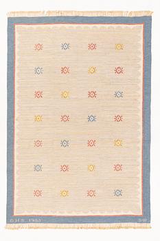 Sofia Widén, a flat weave rug, signed SW EHS 1953, c. 307 x 211 cm.