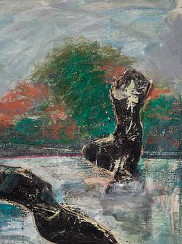 Ivor Abrahams, mixed media, signed and dated 1986.