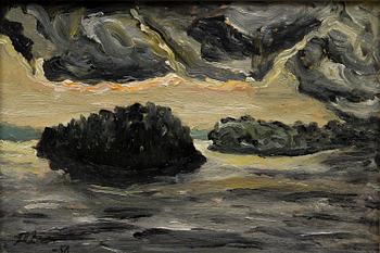 HELENA BRUUN, öljy levylle, signeerattu ja päivätty -58.