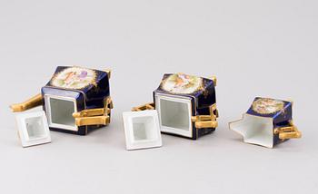 KAFFESERVIS 6 DELAR, porslin, "tête-à-tête", Kuznetsov Dulevo fabriken 1891-1917.