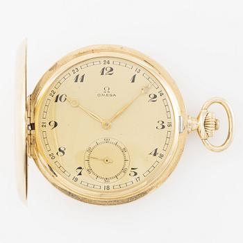 Omega, pocket watch, 14K gold, hunter, "Gold from Boliden", 50 mm.