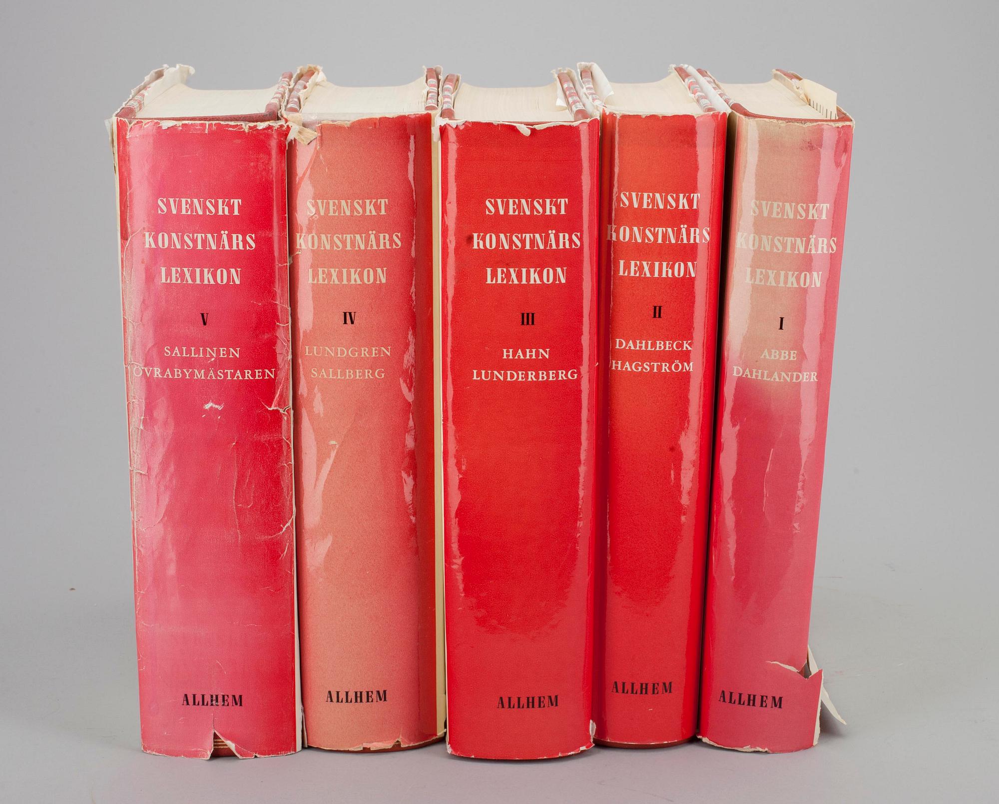 BOKVERK, volym I-V, "Svenskt Konstnärslexikon", Allhems Förlag, Malmö, 1952-67.