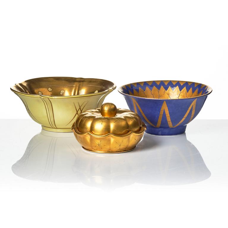 Wilhelm Kåge, Ask and bowls, 2 pcs, Gustavsberg 1927, 1929 and 1932.