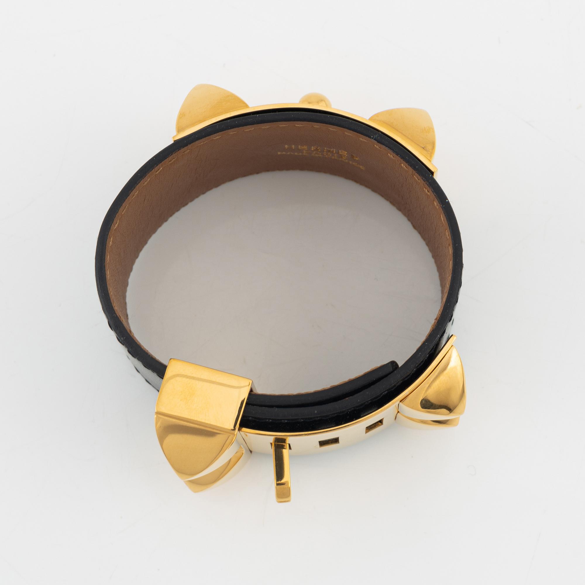 Hermès, a black Box calf skin 'Collier de Chien' bracelet, 1995.