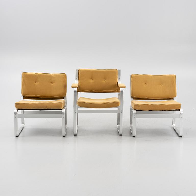 Karl Erik Ekselius, a set of three armchairs, JOC Vetlanda, 1960's/70's.