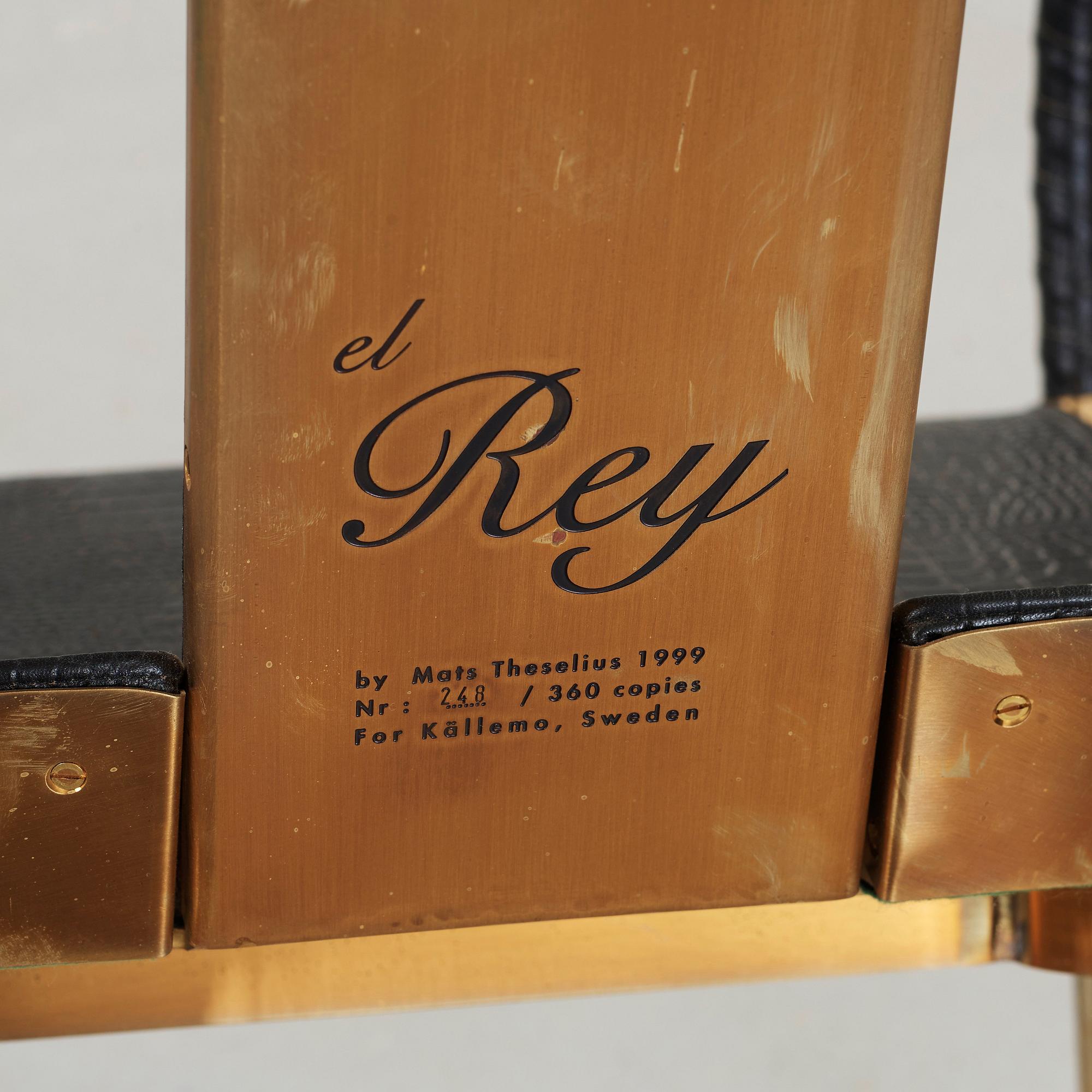Mats Theselius, an 'El Rey' brass and leather easy chair, Källemo, Sweden.