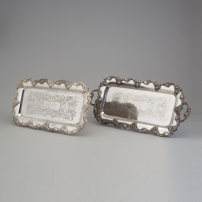 TWO PLATE TRAYS, England, ca 1900.