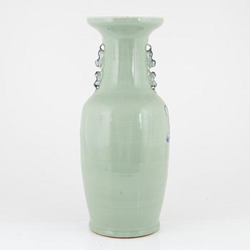 A blue and celadon porcelain floor vase, China, late Qing dynasty.