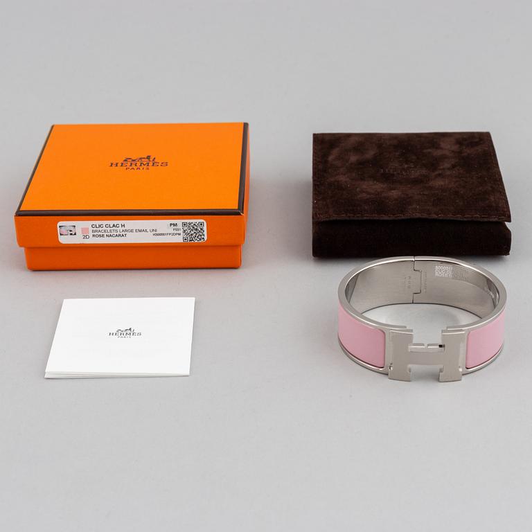 Hermès, armband, "Clic Clac H, Rose/Nacarat Silver".
