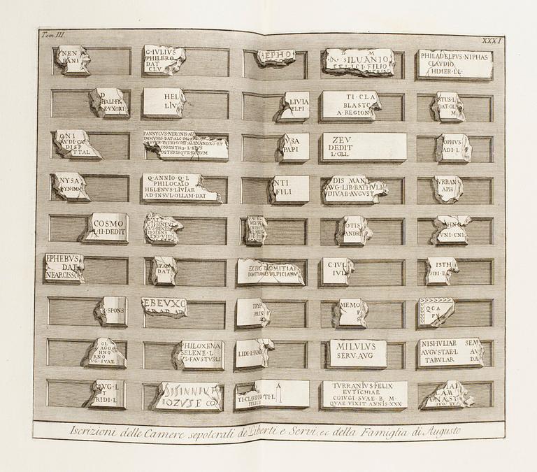 Giovanni Battista Piranesi, "Le Antichità Romane opera di Giambattista Piranesi architetto veneziano divisa in quattro tomi..." (I-IV).