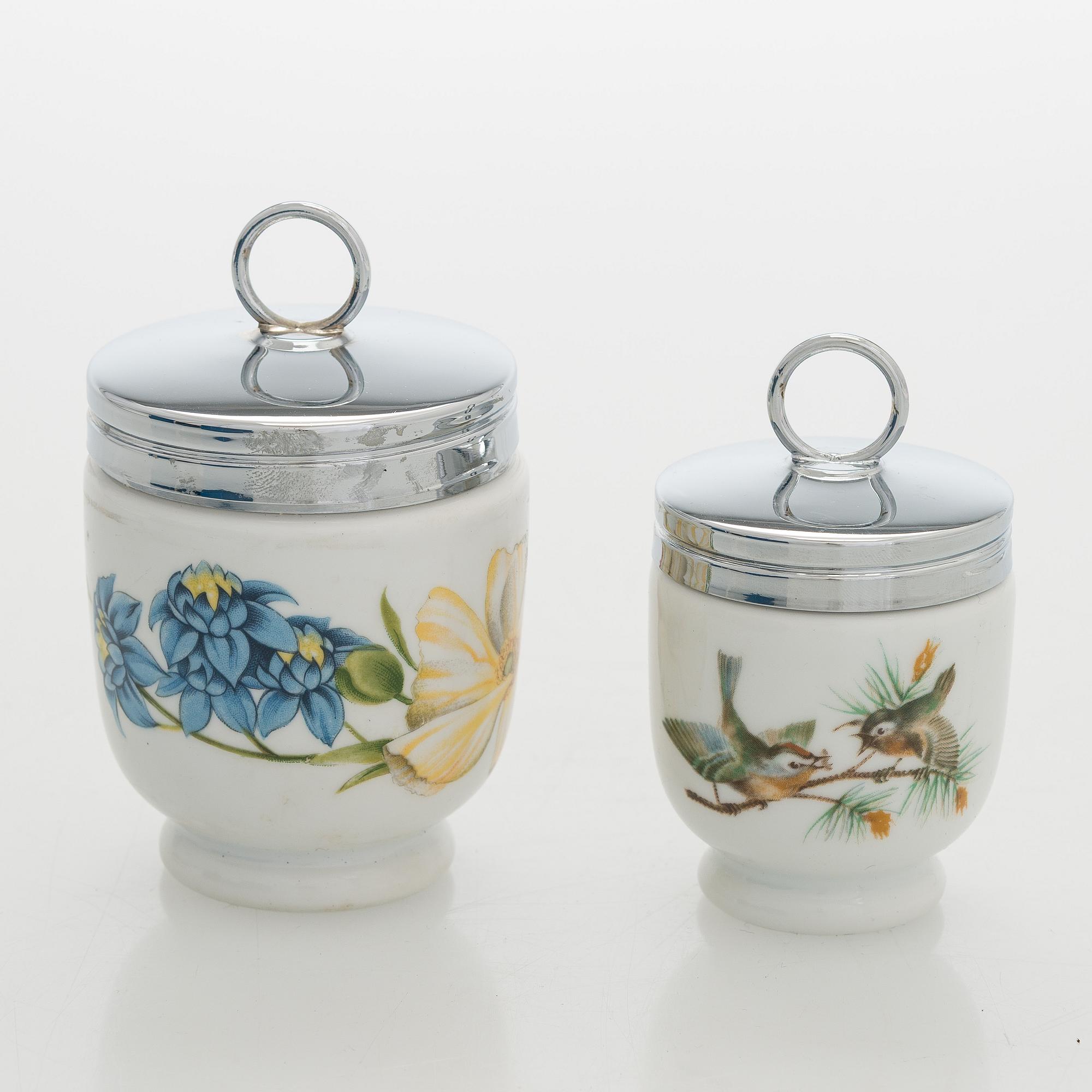 A set of eighteen egg coddlers, Royal Worcester, England, late 20th century.