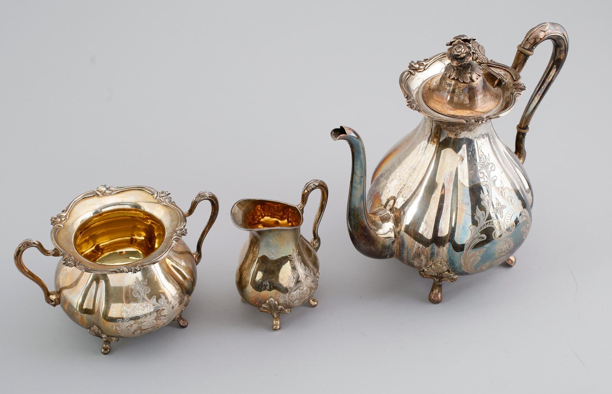 KAFFESERVIS, 3 delar, silver, 1917. Vikt ca 1297 gram.