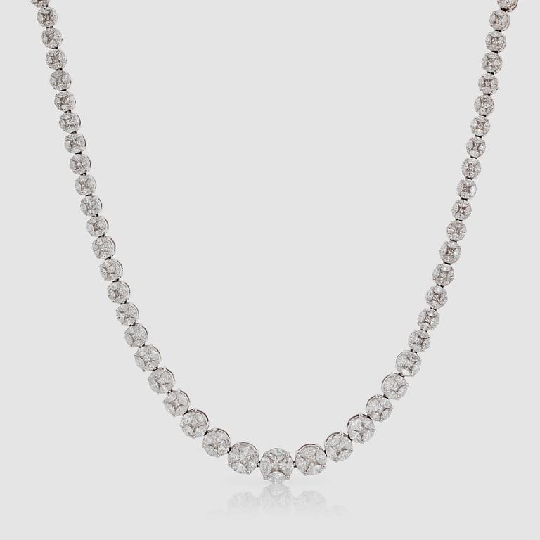 A princess- and marquise-cut diamond necklace. Total carat weight 34.50 cts.