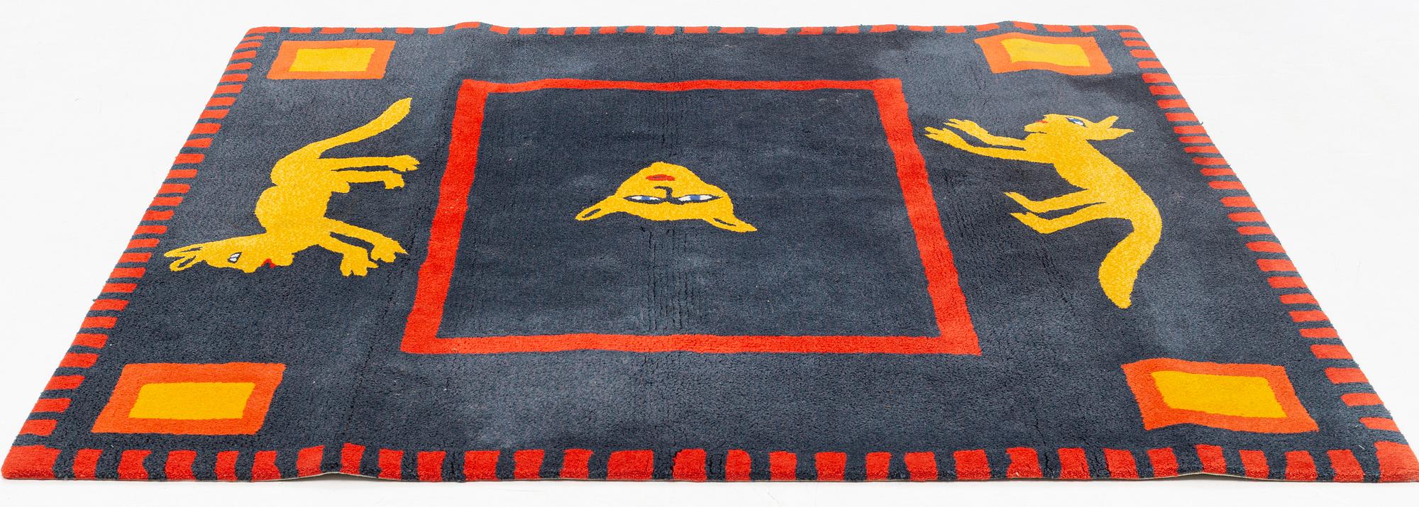 Ulrica Hydman-Vallien, a 'Cat' carpet, Kinnasand, limited edition, Nr, 76/100, ca 200 x 200 cm.