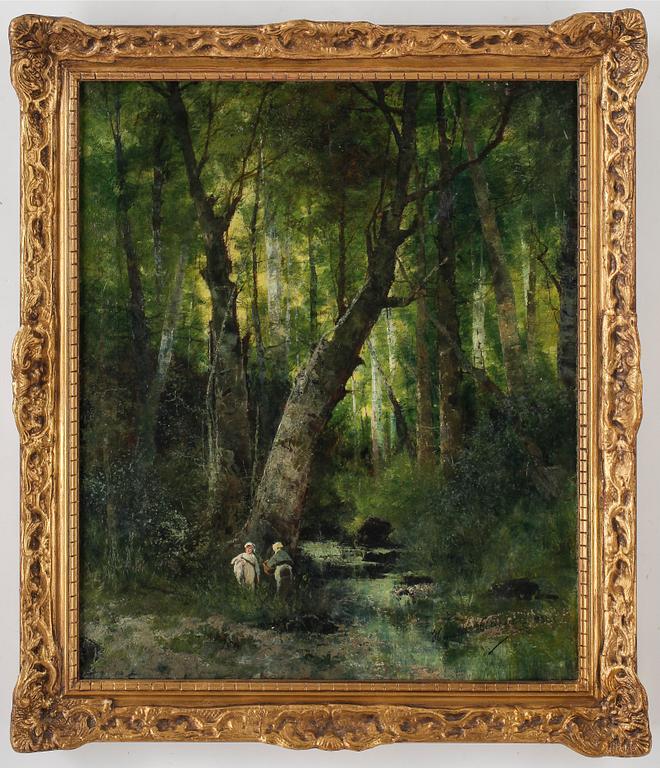 OKÄND KONSTNÄR, olja på duk, 1800-tal. Otydligt sign.