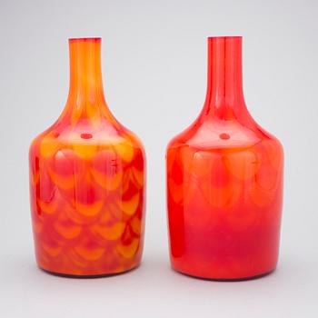 A pair of Elme Glasbruk glass vases, 1960's.