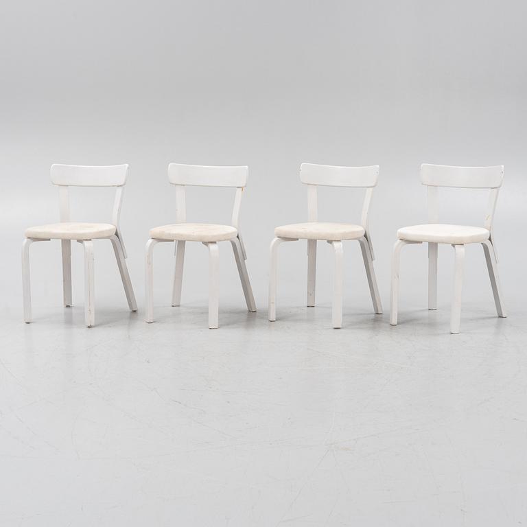 Alvar Aalto, a set of four model 69 chairs, Artek, Finland.