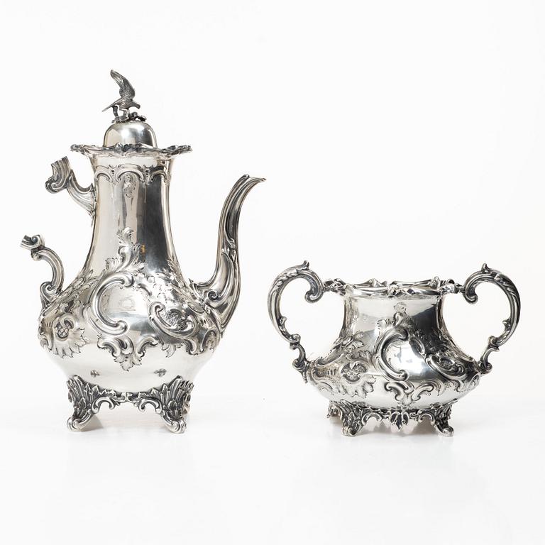 A four piece silver tea and coffee service, William Southey, London, England, 1858-59.