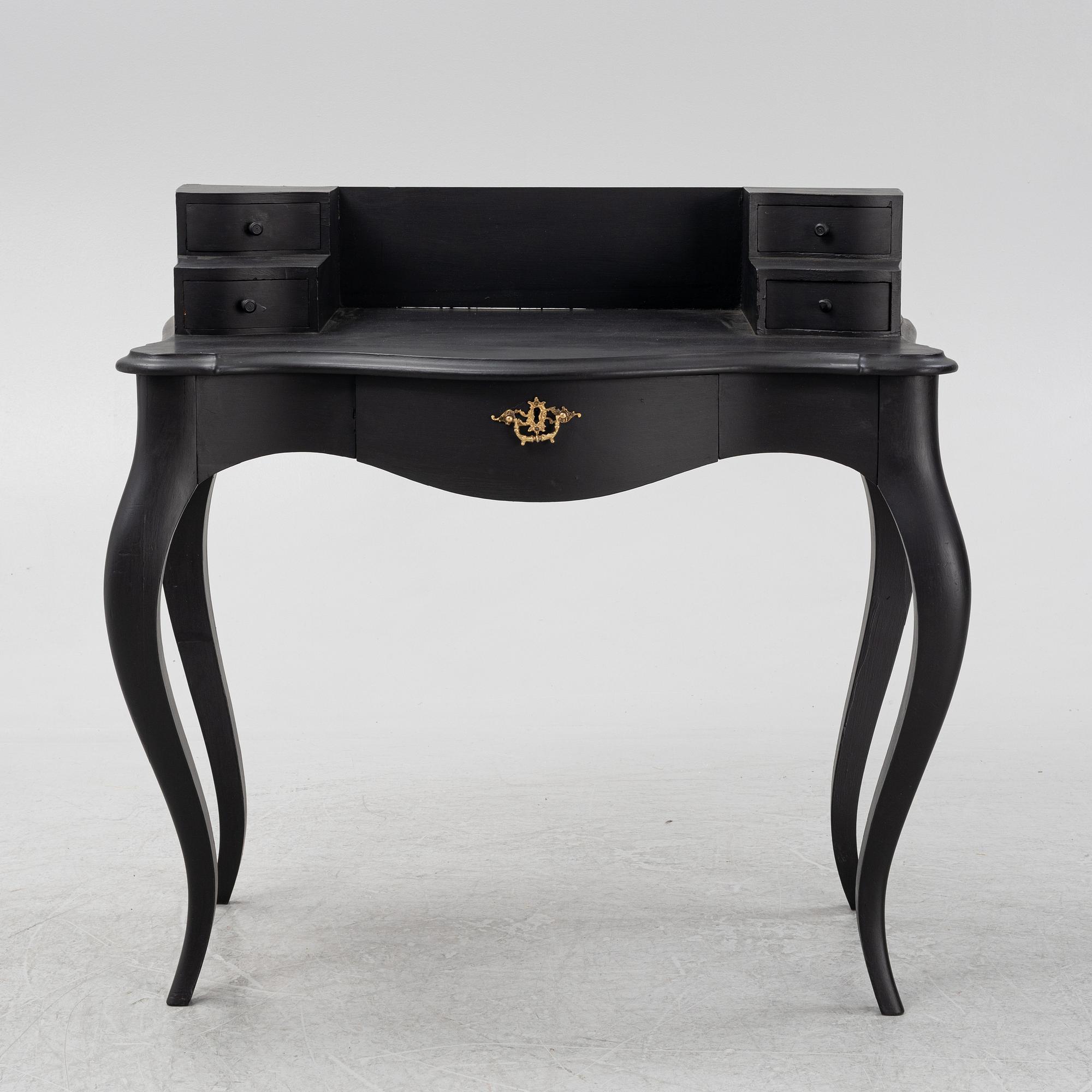 A painted rococo style writing desk, from around the year 1900.