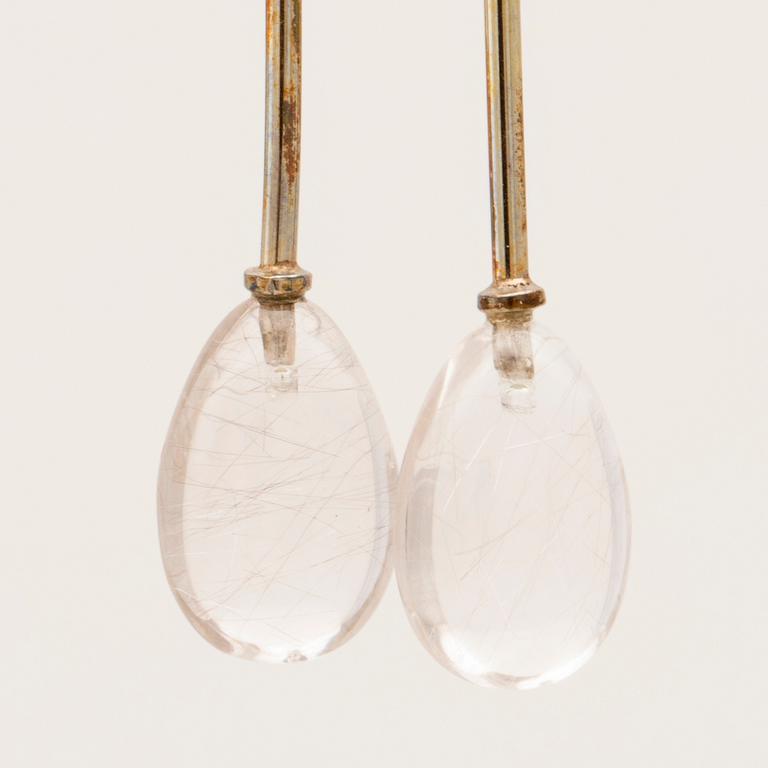 Vivianna Torun Bülow-Hübe, örhängen ett par silver med rutilkvarts, för Georg Jensen.