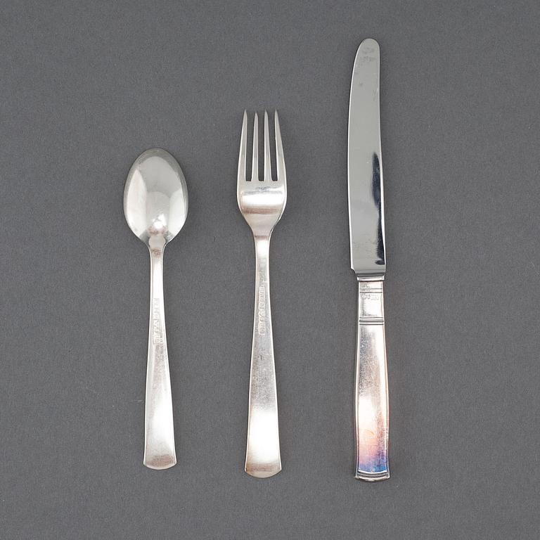 48 pieces of silver tableware by Jacob Ängman for GAB in Eskilstuna, model "Rosenholm", 1970.