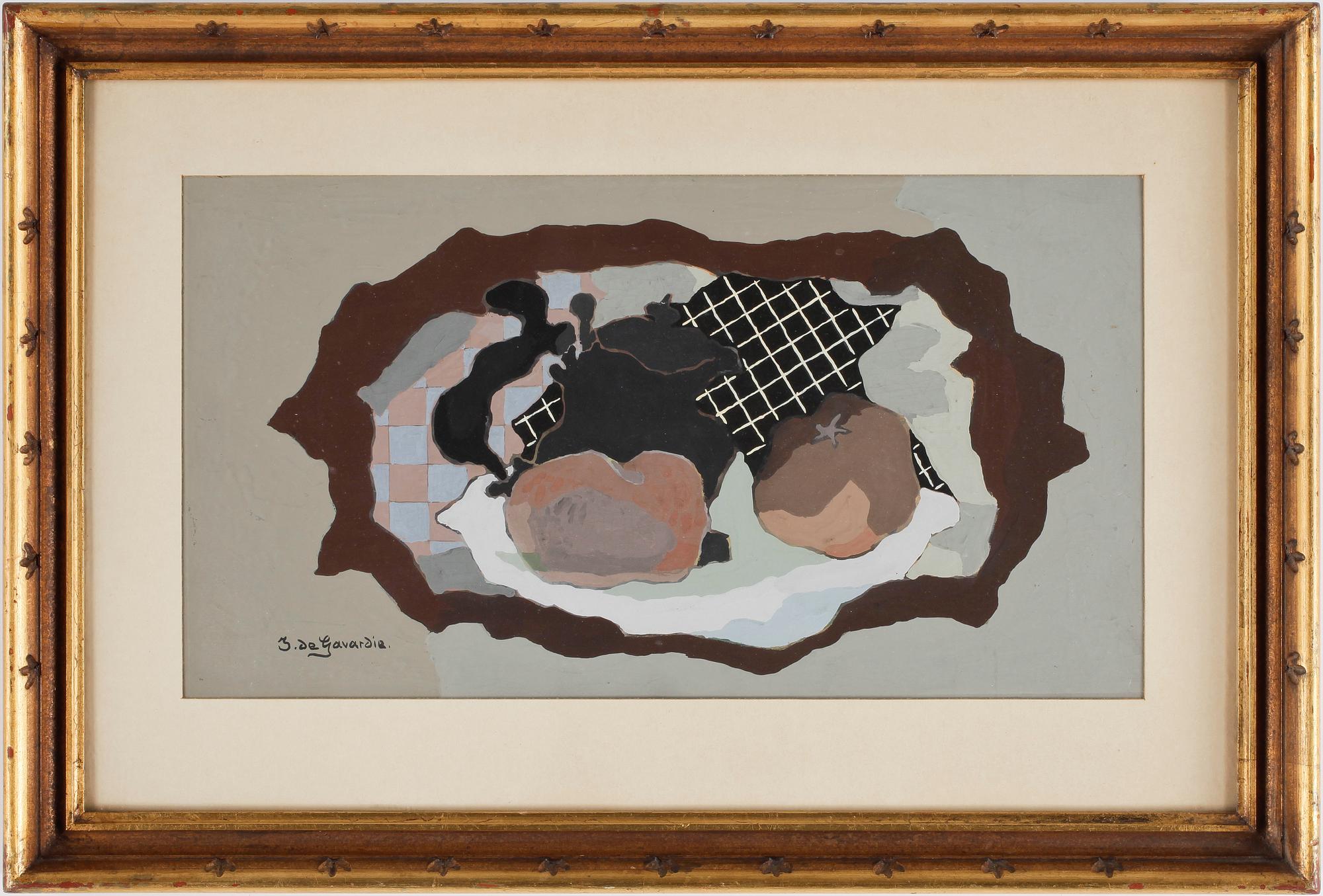 JEAN DE GAVARDIE, gouache på pannå, signerad.