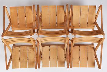 Hans J. Wegner, six folding chairs, "Havestolen" model "PP90", PP Møbler, Denmark, 1970s.