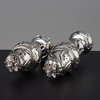 A pair of Rococo 18th century sugar casters by Eric Nyström (privilige in Stockholm 1783-1814).