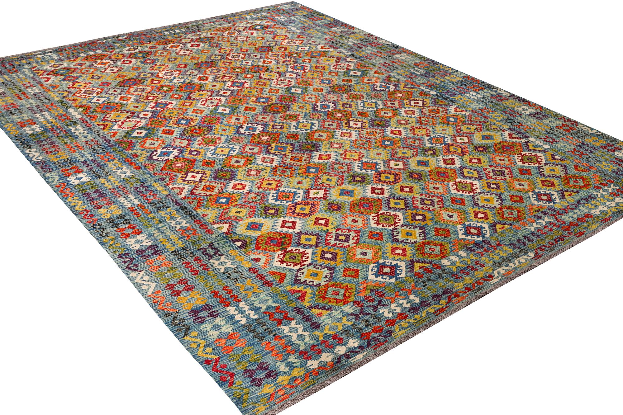 An Afghan kelim carpet, c. 397 x 308 cm.