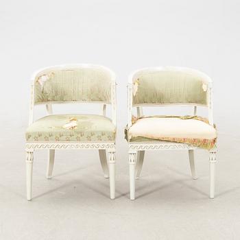 A pair of baljfåtöljer signed ESS, Sengustavian Lindome works.