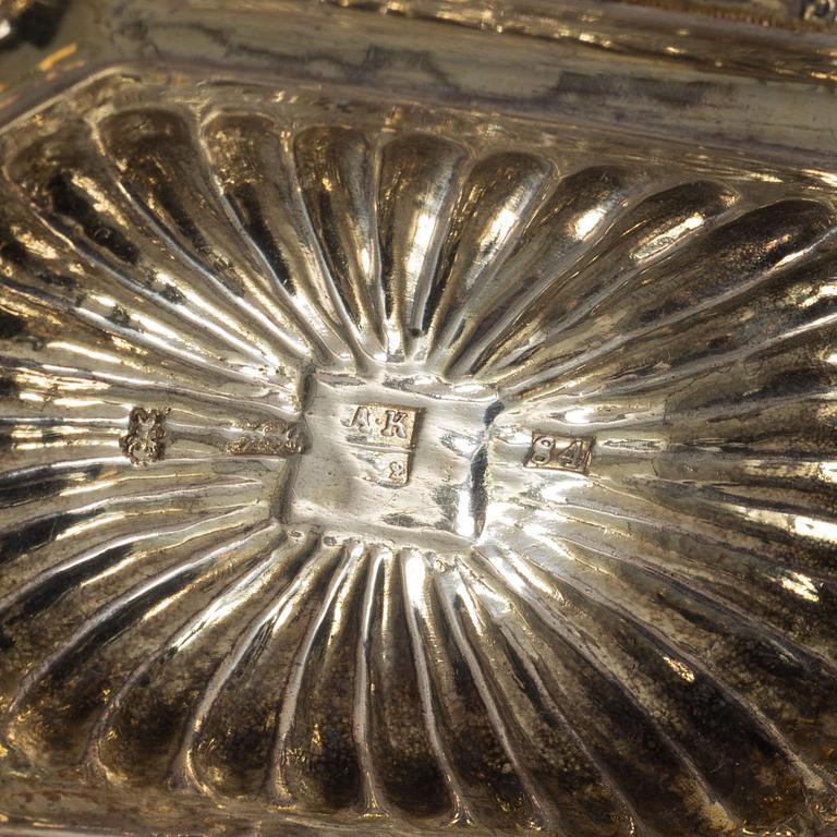 Two Russian silver salt cellars, 19th Century.