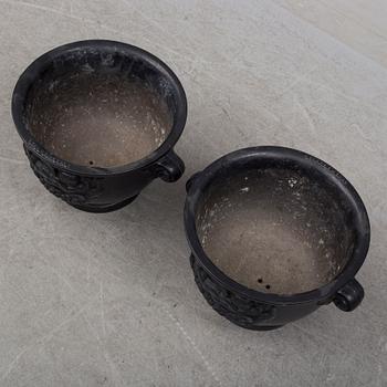 A pair of aluminium plant pots from Byarums Bruk, circa 2000.