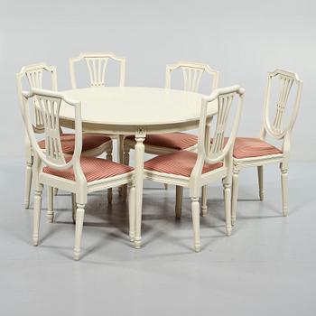 MATGRUPP, 7 delar, gustaviansk stil, 1900-talets andra hälft.