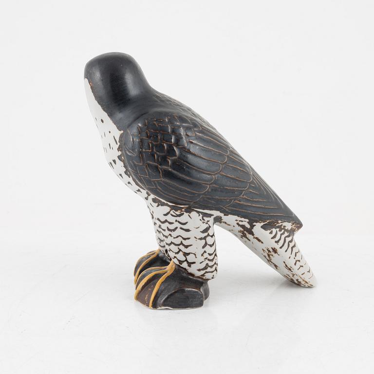 Lisa Larson, figurin, stengods, "Pilgrimsfalk", för NK, Nordiska Kompaniet i samarbete med WWF, Gustavsberg.