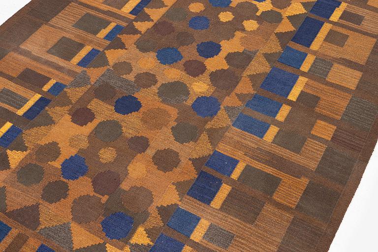 Margareta Grandin-Nettles, a flat weave 'Smaragd' carpet, c. 302 x 203 cm, signed GLH MG.
