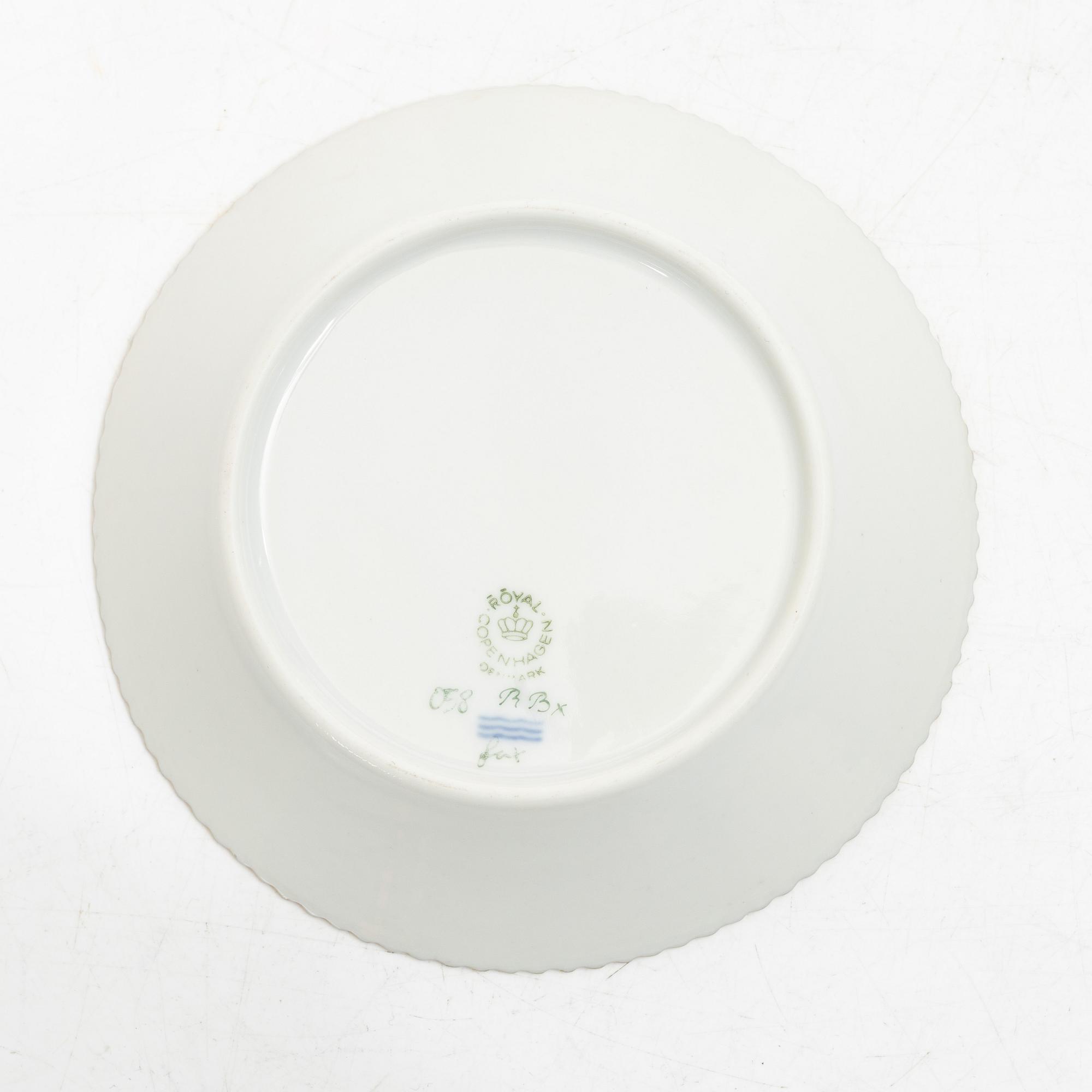 Royal Copenhagen, seven mocka cups with saucers, 'Flora Danica', Denmark.