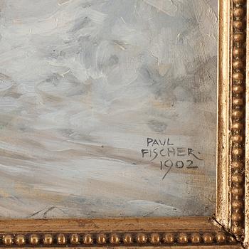 Paul Fischer, Vinterflanörer vid Niels Juel statyn i Köpenhamn.