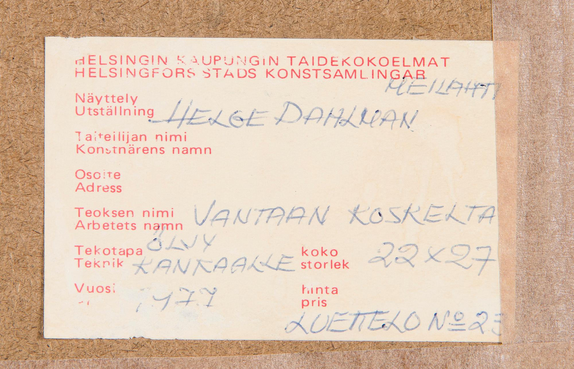 Helge Dahlman, Vanda Fors.
