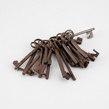 Twenty iron keys, 18th century.