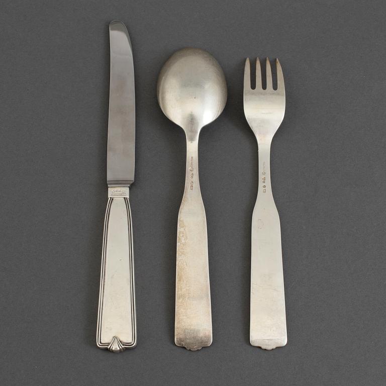 ERIK FLEMING, bestickservis, 12 delar, silver, "Flavia 1", Flavia, Skellefteå, 1952-6.