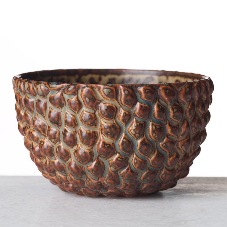 Axel Salto, a "Sung glaze budding style" stoneware bowl, Royal Copenhagen, Denmark.