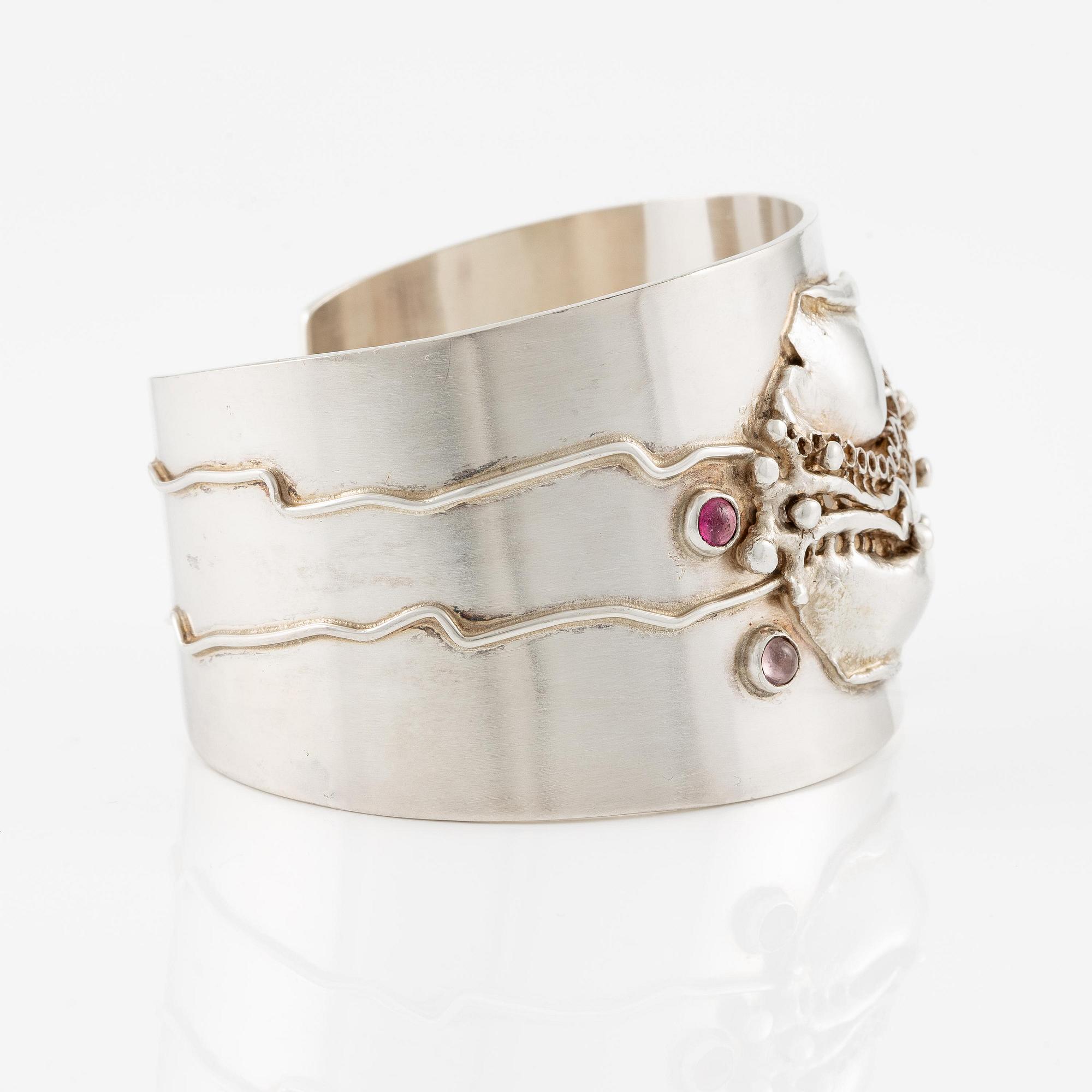 Lars Arby, a bangle, silver with tourmalines, Gothenburg 1971.