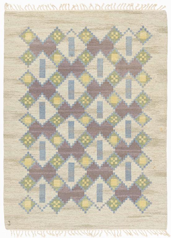 Judith Johansson, a carpet, "svalgång", flat weave, ca 233 x 173 cm, signed J.