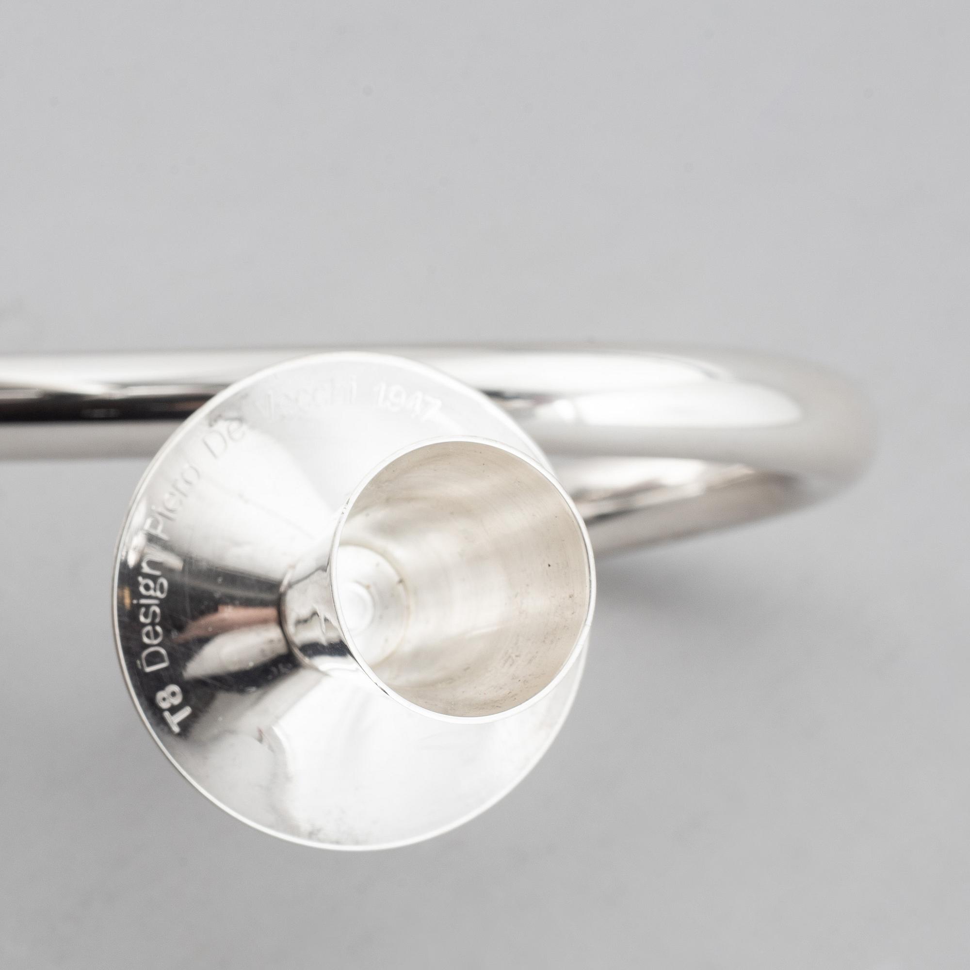 PIERO DE VECCHI, a 'T8', sterlign silver candelabra, signed and numbered 19/99, 2014.