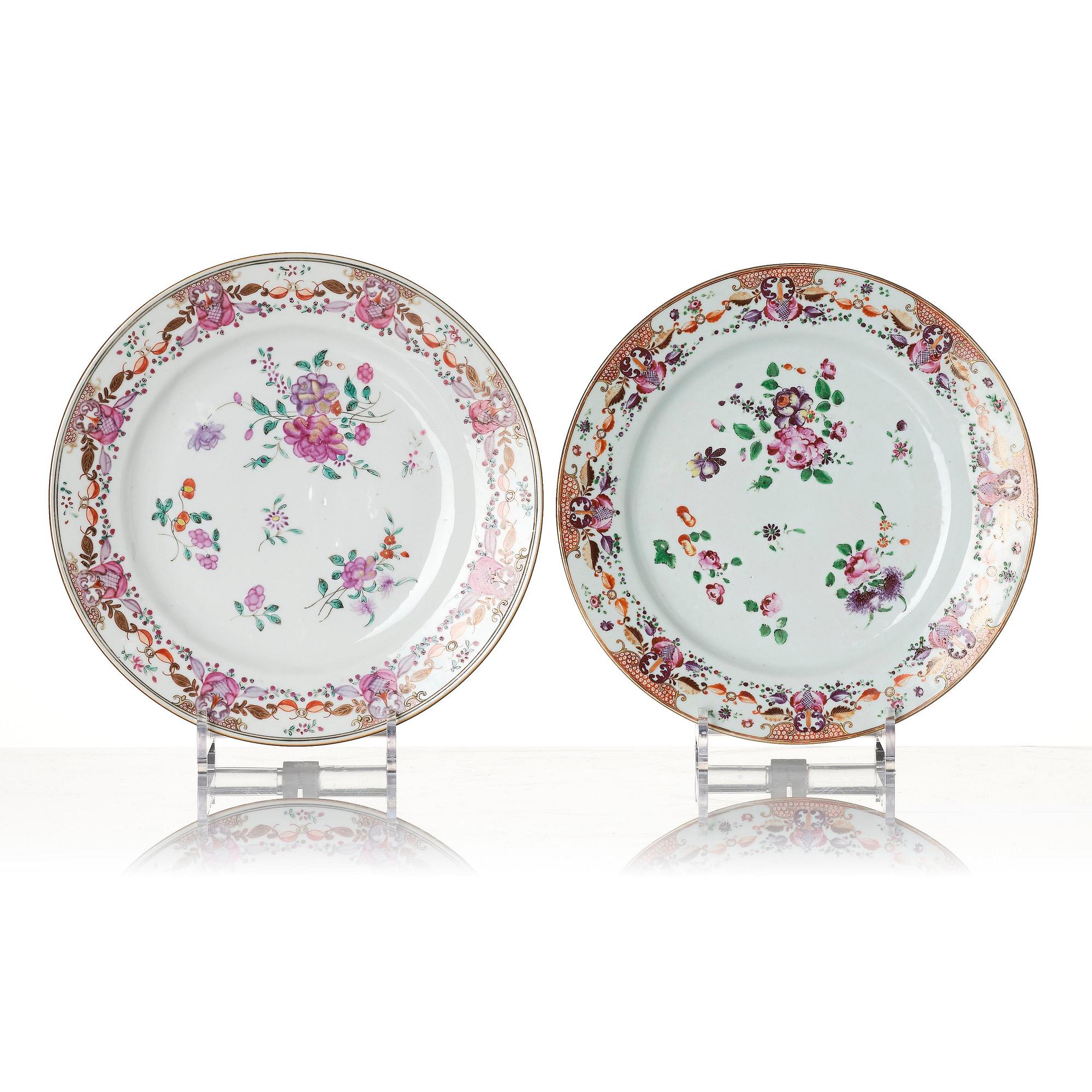 A set of twelve famille rose dishes, Qing dynasty, Qianlong (1736-95).