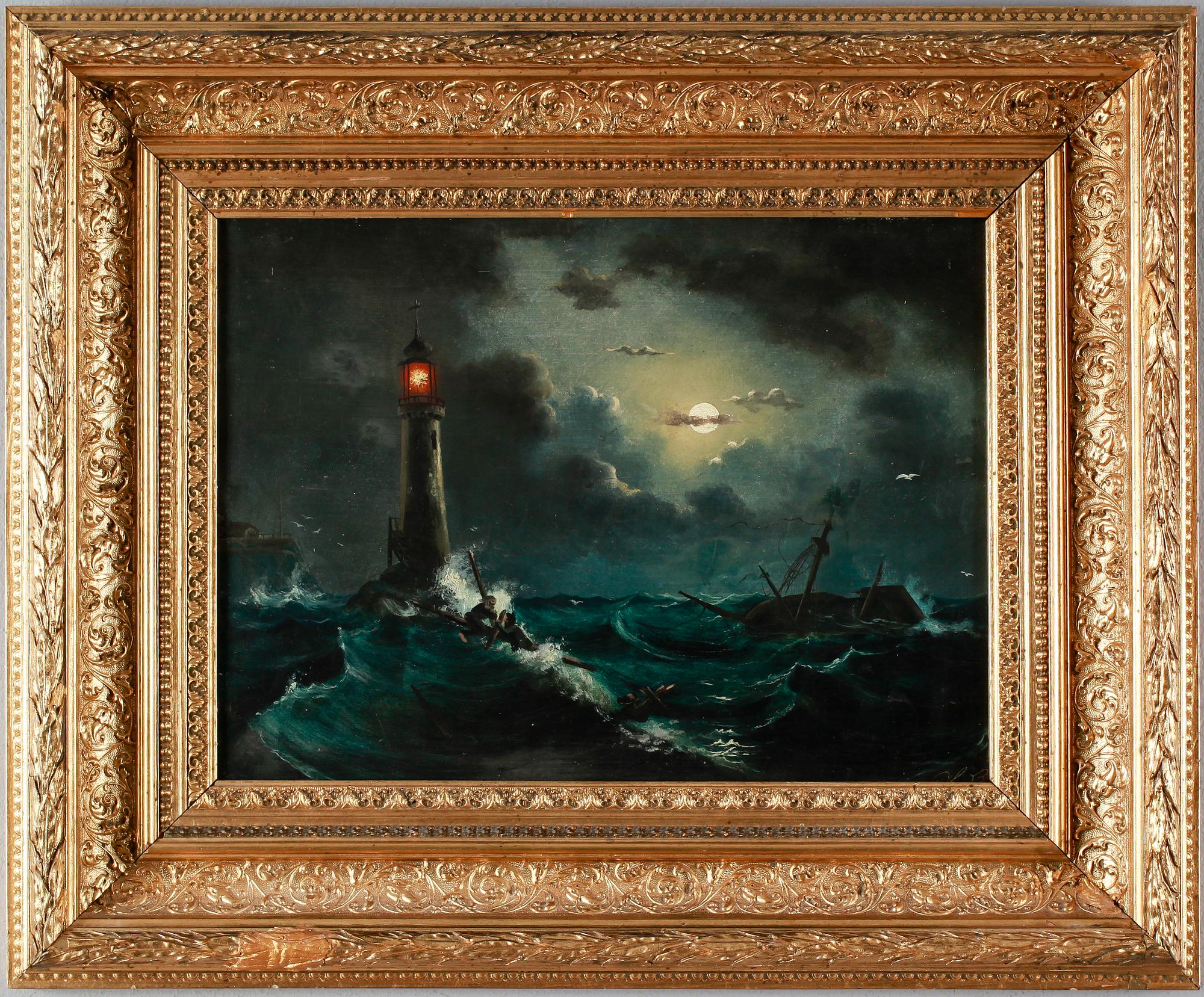 OKÄND KONSTNÄR, olja på plåt, monogramsignerad, 1800-tal.